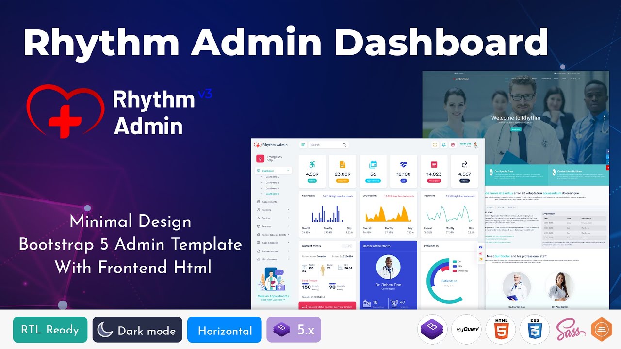Medical Admin Template Featuring 4 Hospital Dashboard Designs for Healthcare Management