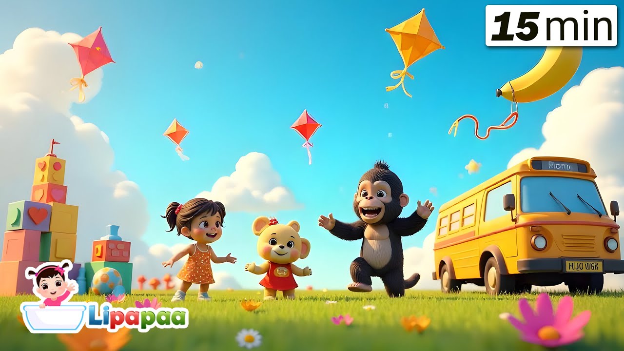 🎉 10 Rhymes Mega Fun! 🍌🎈🦍 | Banana, Gorilla, Bubble Bus & More | Lipapaa Rhymes