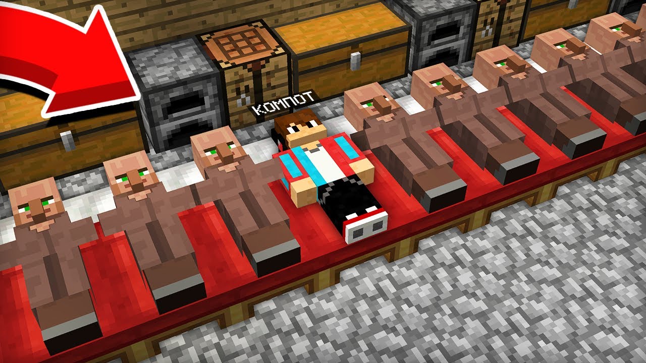 ТЕПЕРЬ МЫ С ЖИТЕЛЯМИ ЖИВЁМ В ОДНОМ БОЛЬШОМ ДОМЕ В МАЙНКРАФТ | Компот Minecraft