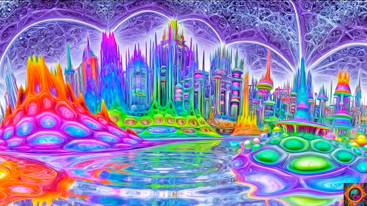 Hallucination Music 🌀 Neon Rainbow Metropolis | Trippy Psytrance Visuals for Mushroom Trips