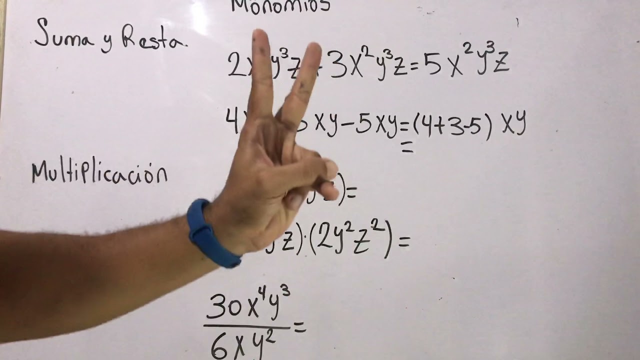 Suma, resta, multiplicación y división de MONOMIOS