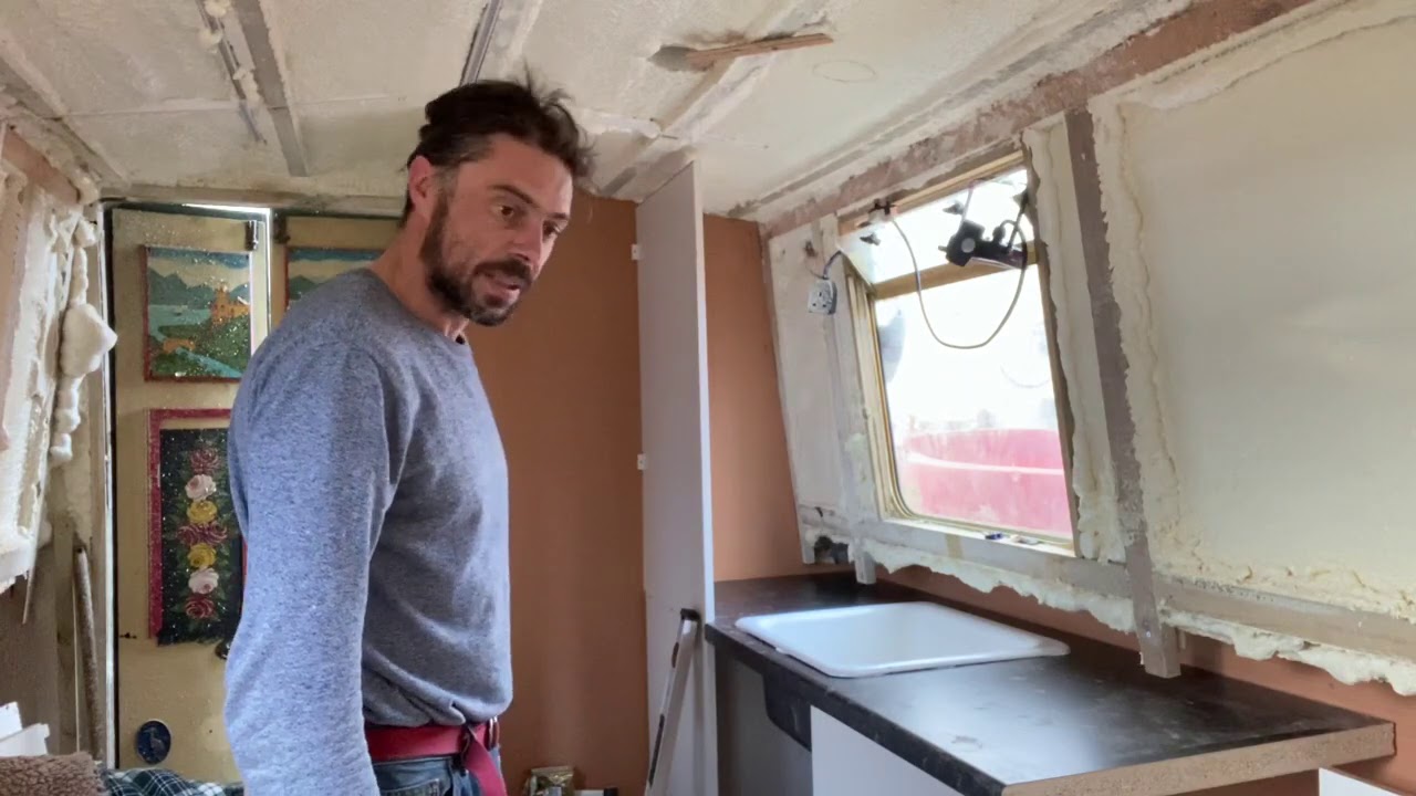 65. Galley sink and prep for fireplace