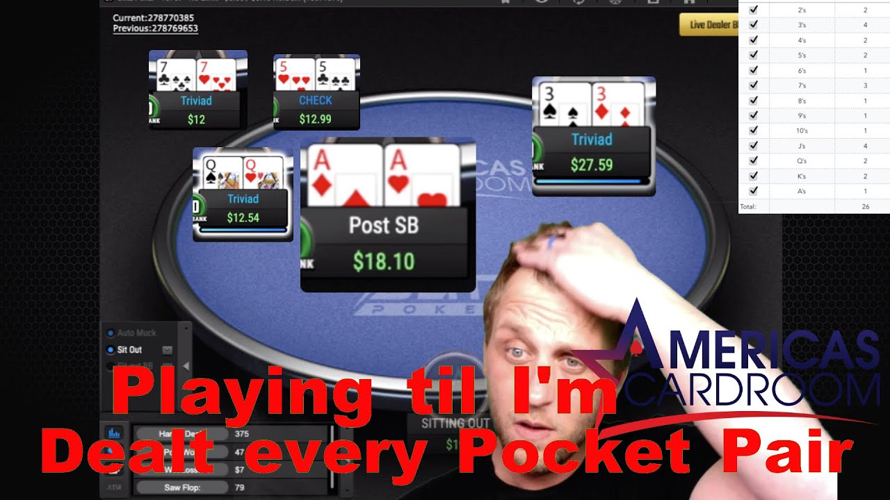 Playing til I'm dealt every Pocket Pair on Americas Cardroom Blitz Poker - Poker Challenge #1