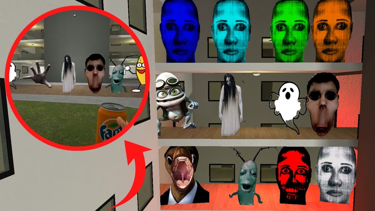 Crazy Frog And Sadako And Skull Face And Anya Nextbot in The Hole Gmod 😈