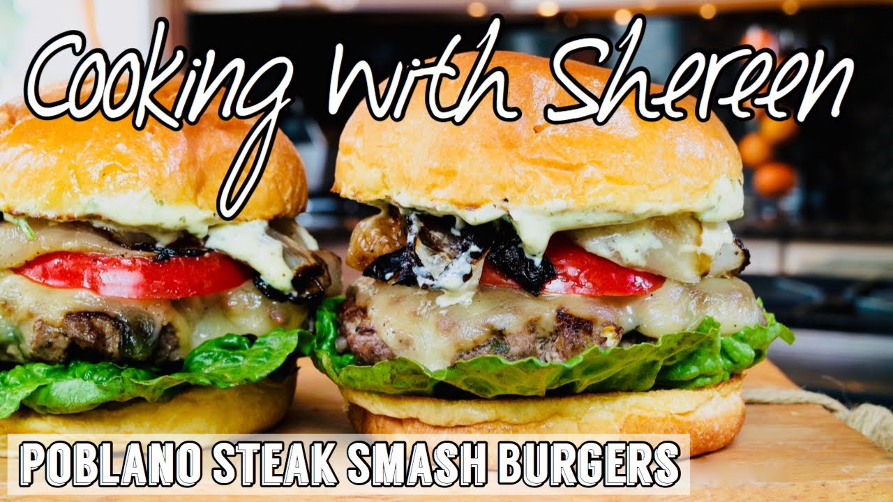 Smash Burgers on blackstone griddle - POBLANO STEAK BURGERS