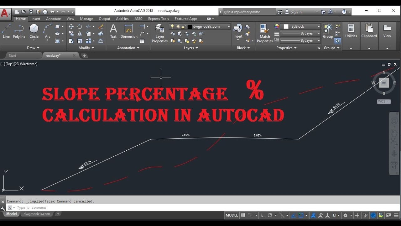 How to calculate the slope percentage automatically and show on drawing by using LISP command CAD
