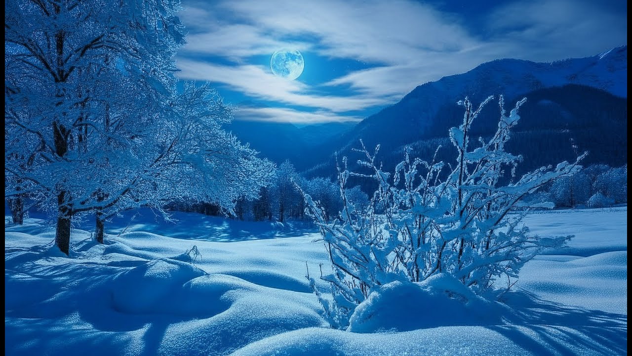 Moonlit Winter Clouds — Deep Sleep Music with Drifting MountainScape 🌙☁️