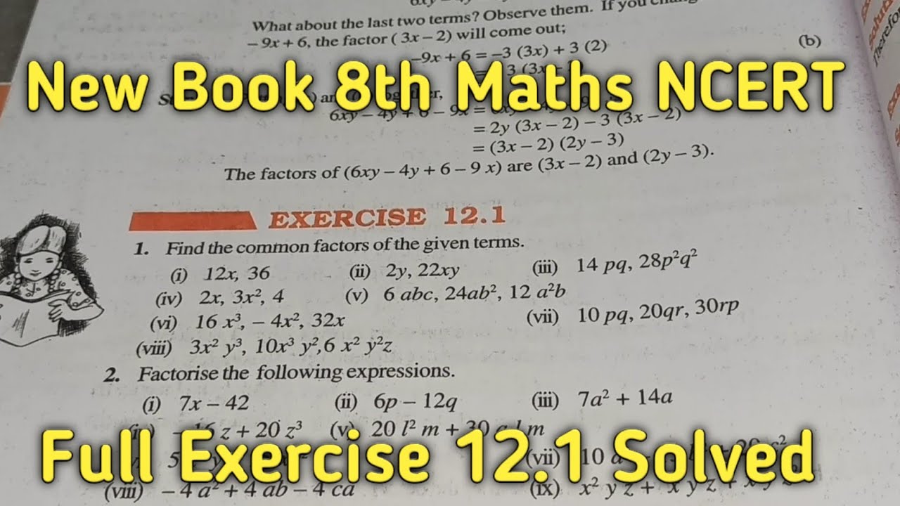 Chapter-12 Ex-12.1 Factorisation || Class 8 Maths New Book