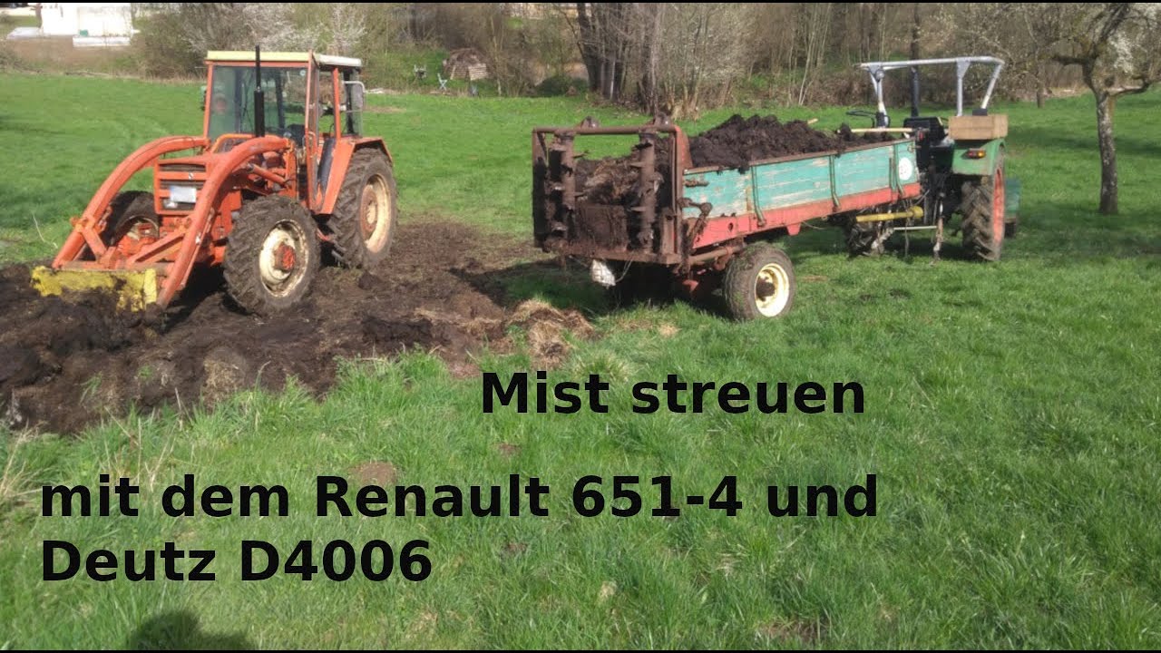 Dünger für die Wiesen: Mist streuen mit dem Deutz D 4006, der Kemper Fräse, dem Renault 651-5