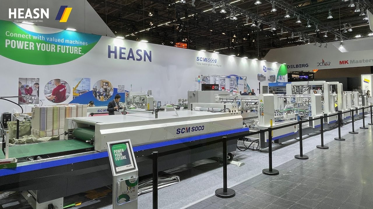 HEASN showcases 2 sets of folder gluers and 1 set of die cutter at Drupa 2024 with great success!