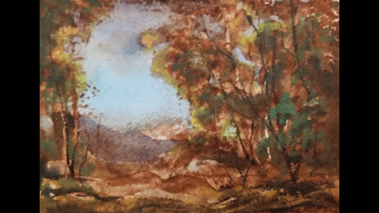 384) Watercolor Experiment: Applying Watercolor over a Burnt Umber Sketch.