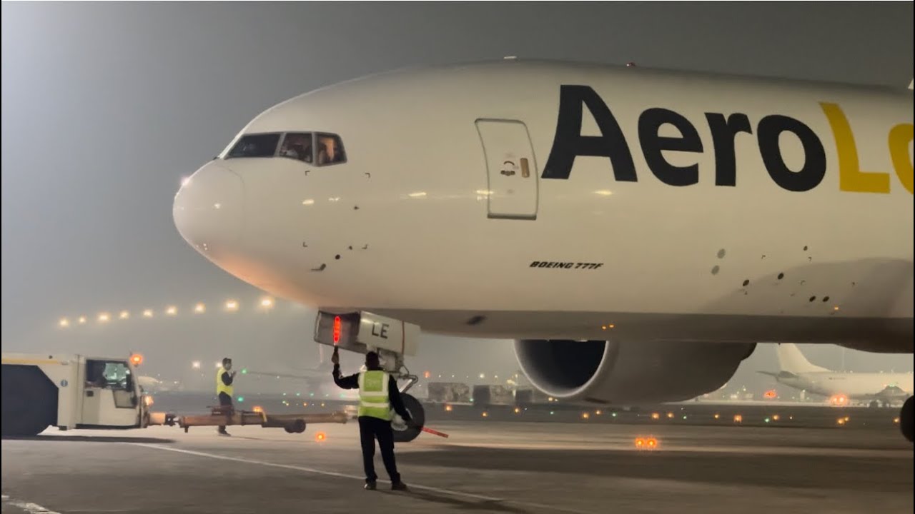 AeroLogic Cargo Pushing Back | Boeing-777 | #viral #trending #aviation #viralvideo #airplane 