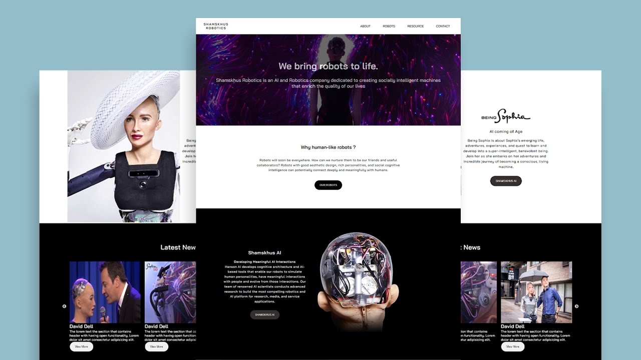 ReactJS Tutorial Responsive Sophia Robotics Website.