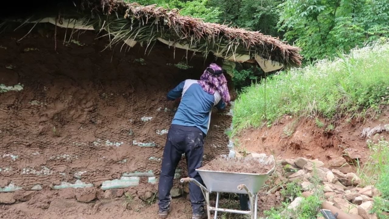 산속흙부대집짓기 // 6평오두막짓기 2