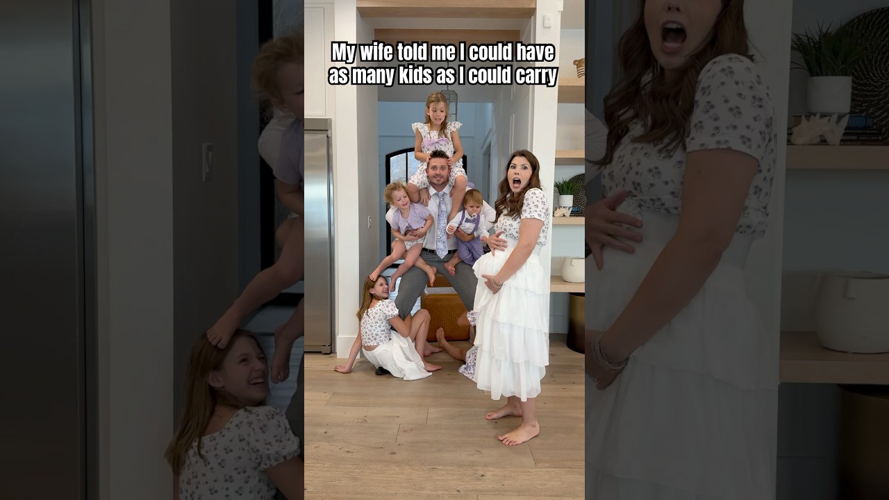Turns out, he can carry a lot&hellip; #family #bigfamily #pregnant #pregnancyannouncement #viral #funny