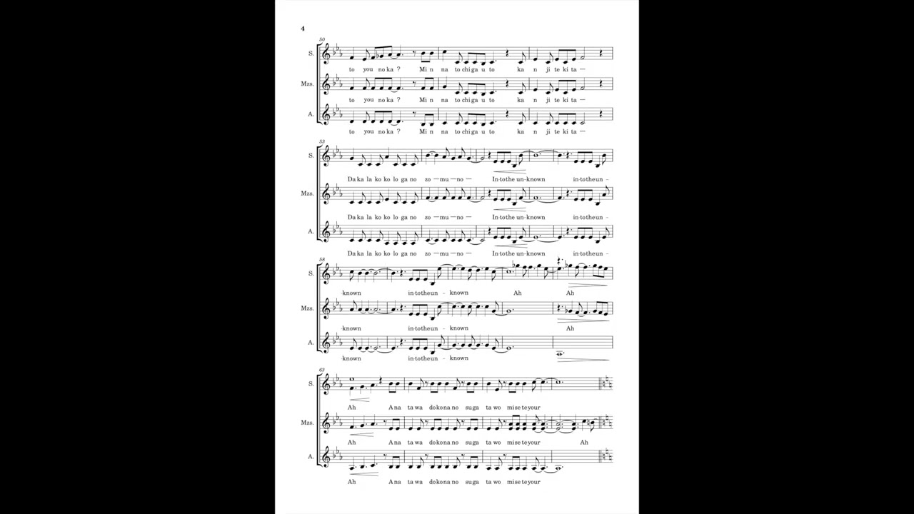 Into the Unknown (SATB choir) Arranged by Meg Hirata
