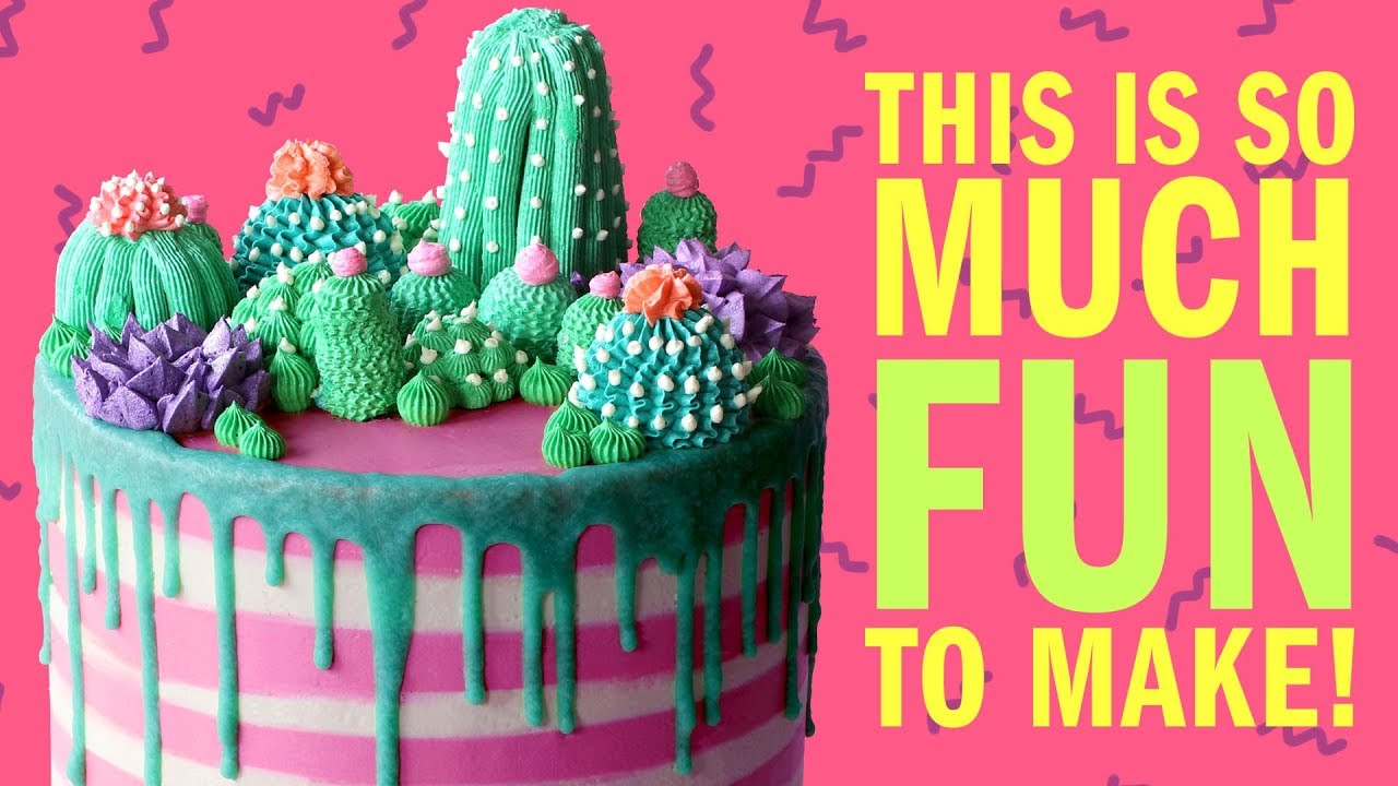 How To Make A Cactus Garden Buttercream Cake For Mothers Day NO FONDANT RECIPE- The Scran Line