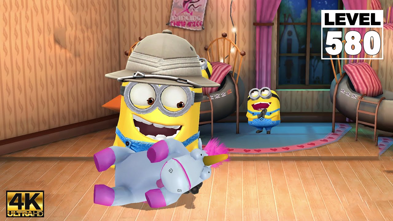Minion Rush Hunter Minion collect 2K Bananas with the Fluffy Unicorn at El Macho's Lair| LV.580 | 4K