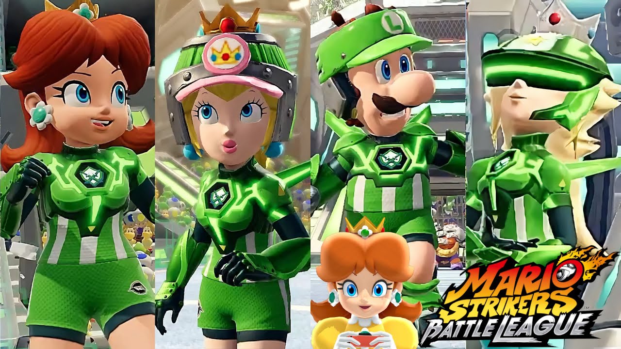 Mario Strikers Battle League Daisy Luigi Peach and Rosalina Gameplay