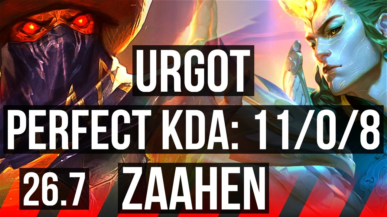 URGOT vs ZAAHEN (TOP) | Perfect KDA: 11/0/8, 40K damage | EUW Master | 26.7