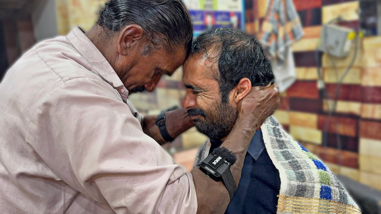 Old Pakistani Barber Chacha Multani Relaxing Head Massage ASMR
