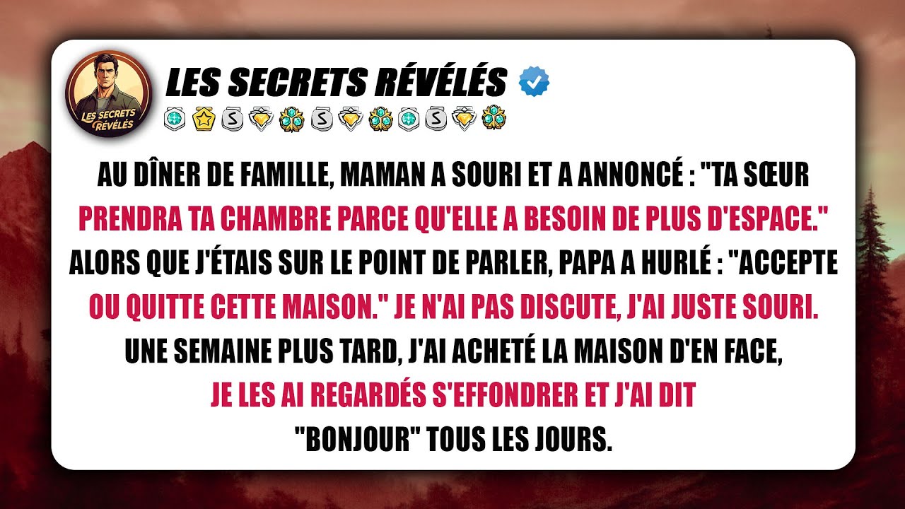 Au dîner de famille, mes parents ont crié : « Quitte la chambre ou quitte cette maison… » J'ai chois