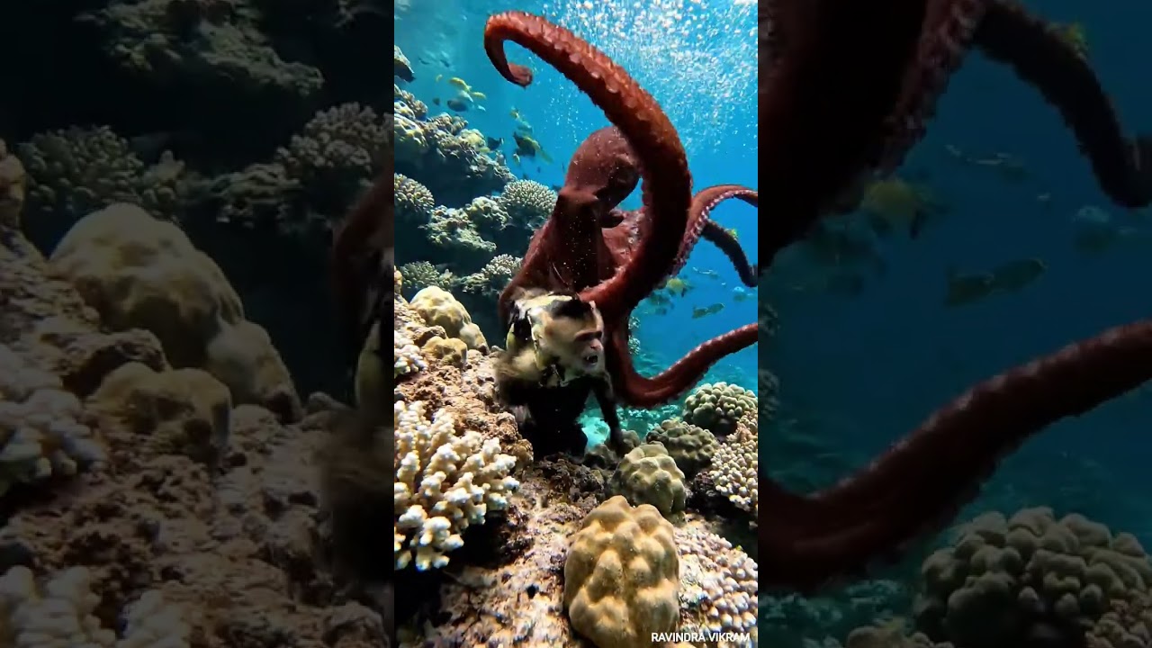 monkey and octopus fight 