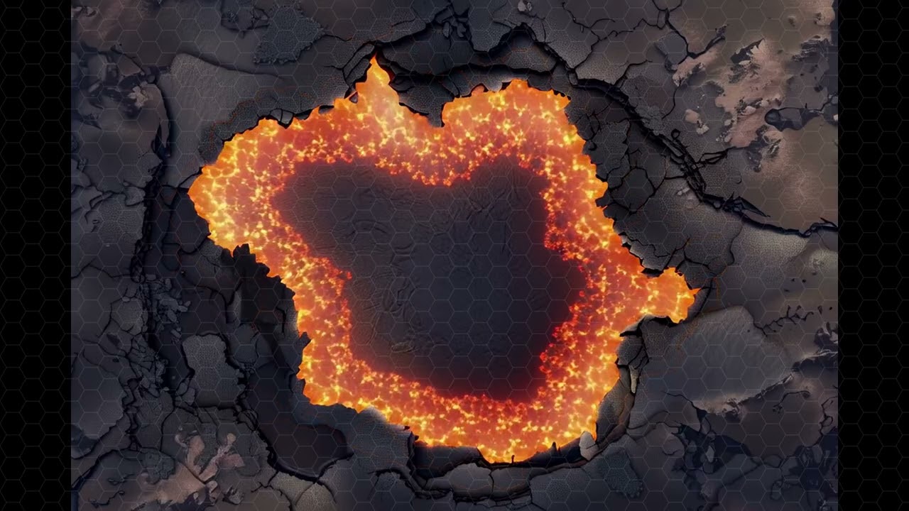 DnD compatible animated map _ Crater of Flames _ hex grid _ ambience for VTT