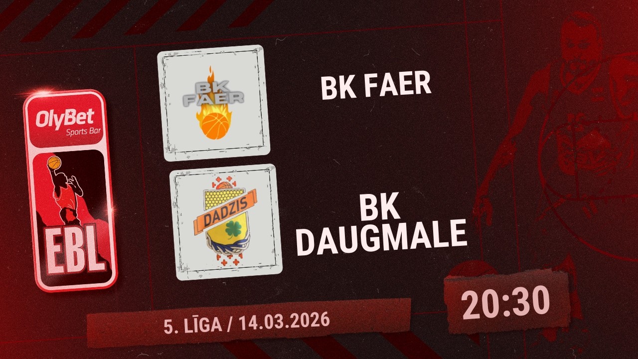 Olybet basketbola līga: BK FAER - BK Daugmale (6.līga 1/8 fināls)