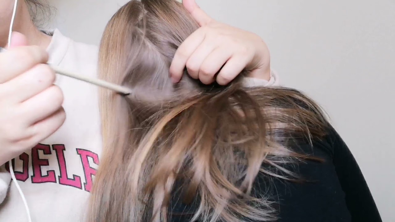 ASMR ~ extremely relaxing hair play with back tickles and whispers
