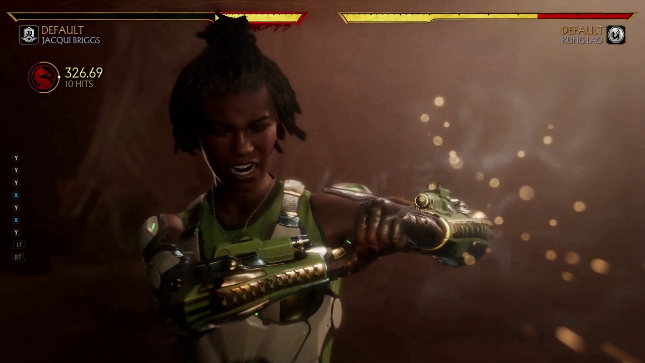 MK11 Jacqui early combos (no augments) with Enhanced Air Blast (EAB), Hyper Knee, & Grenade Launcher