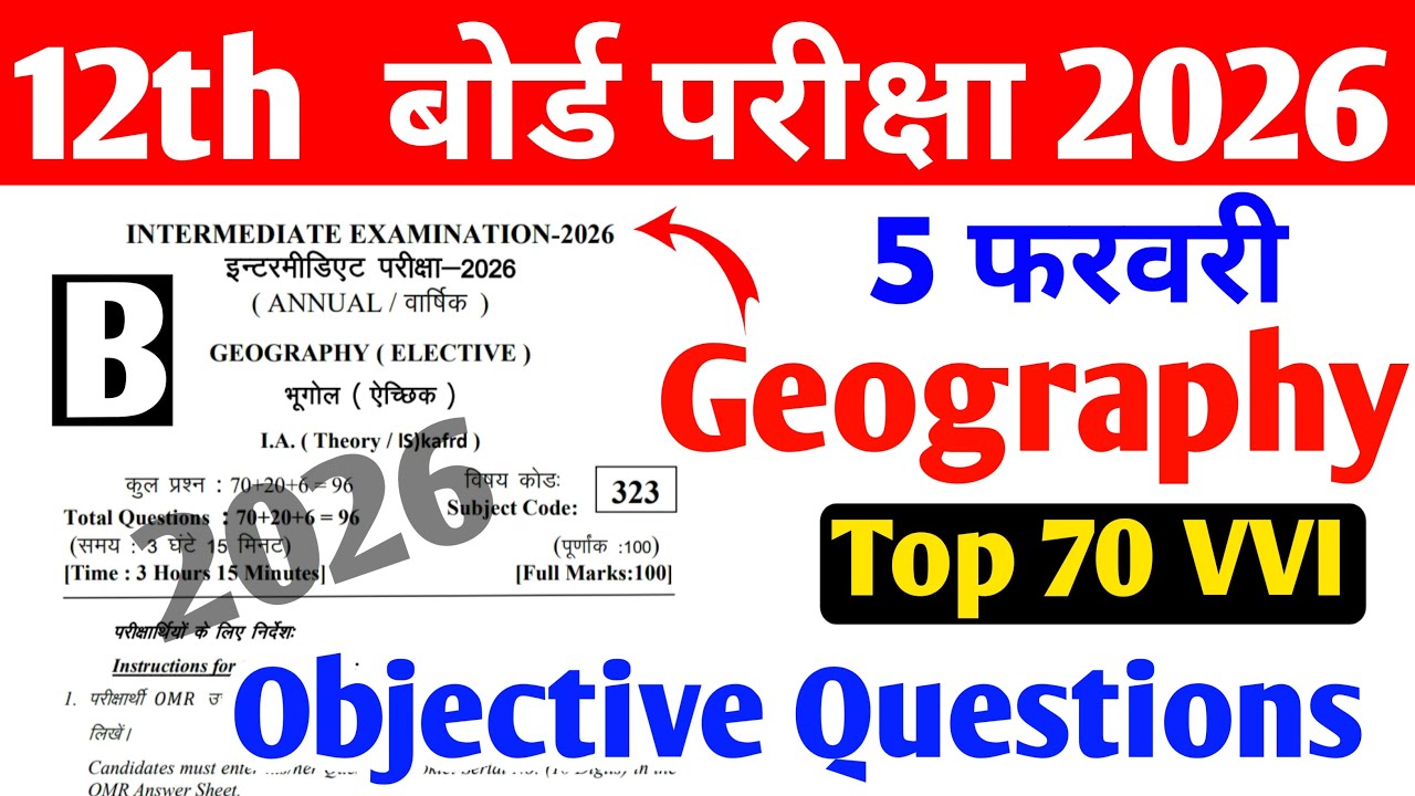 Class 12 Geography Top 70 Objective Question (MCQ) II 100% यहीं परीक्षा में आयेगा
