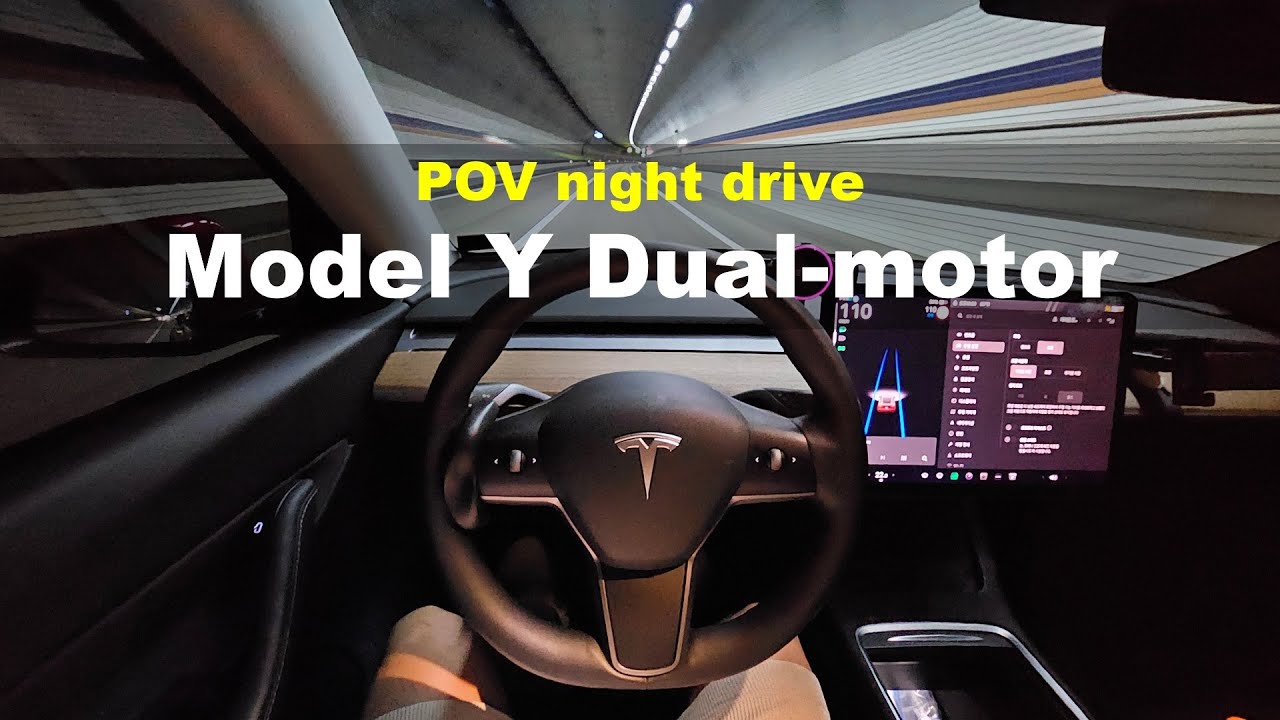 2021 Tesla model Y long range AWD POV night drive