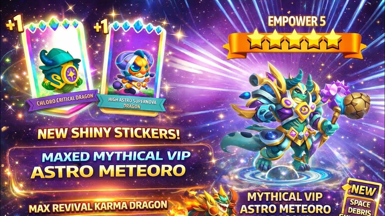 #953. I Got 2 NEW SHINY STICKERS! Max Mythical VIP Astro Meteoro + New Skill Skin!