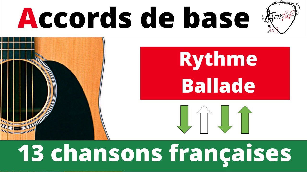 Accords de base + Rythme BALLADE 13 chansons françaises [Tuto guitare facile Terafab]