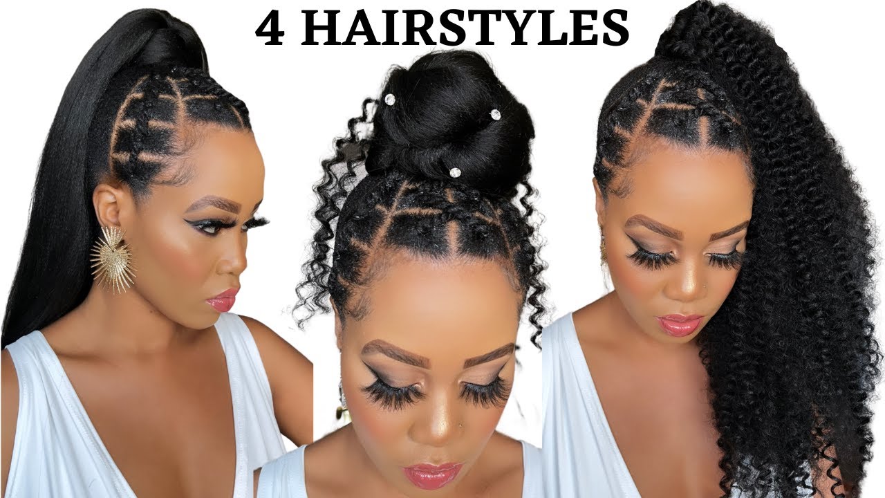 🔥QUICK & EASY RUBBER BAND HAIRSTYLE ON  NATURAL HAIR /4 IN 1 UPDO'S / Protective Style / Tupo1