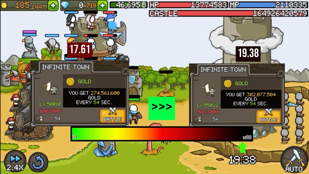 Grow Castle | Infinite Colony from 50M to 55M | Ratio 19.38