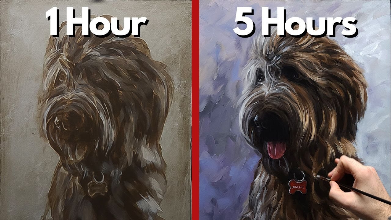 Realistic Pet Portrait in 5 Hours | Oil Painting Time lapse