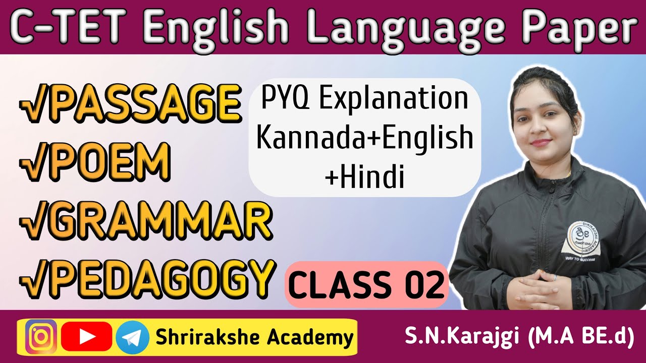 CTET2026|English language Paper|Class02|PYQ Explanation Kannada English Hindi