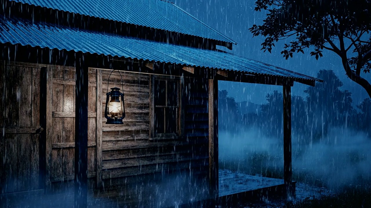 No Ads Rain Sounds for Sleeping - ASMR Night Rain on Wooden Cabin for Deep Cozy Rest