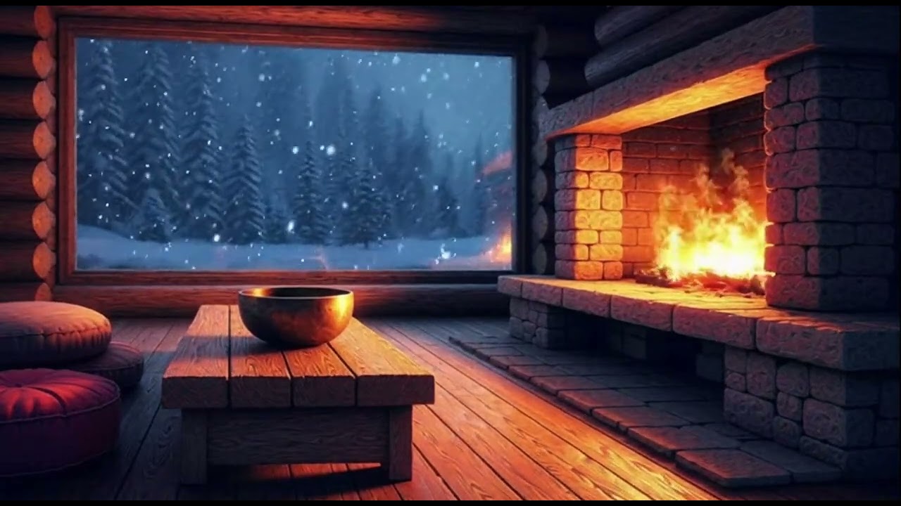 Blizzard + Singing Bowls ❄️ 1 Hour Deep Sleep Meditation | Fall Asleep in Minutes