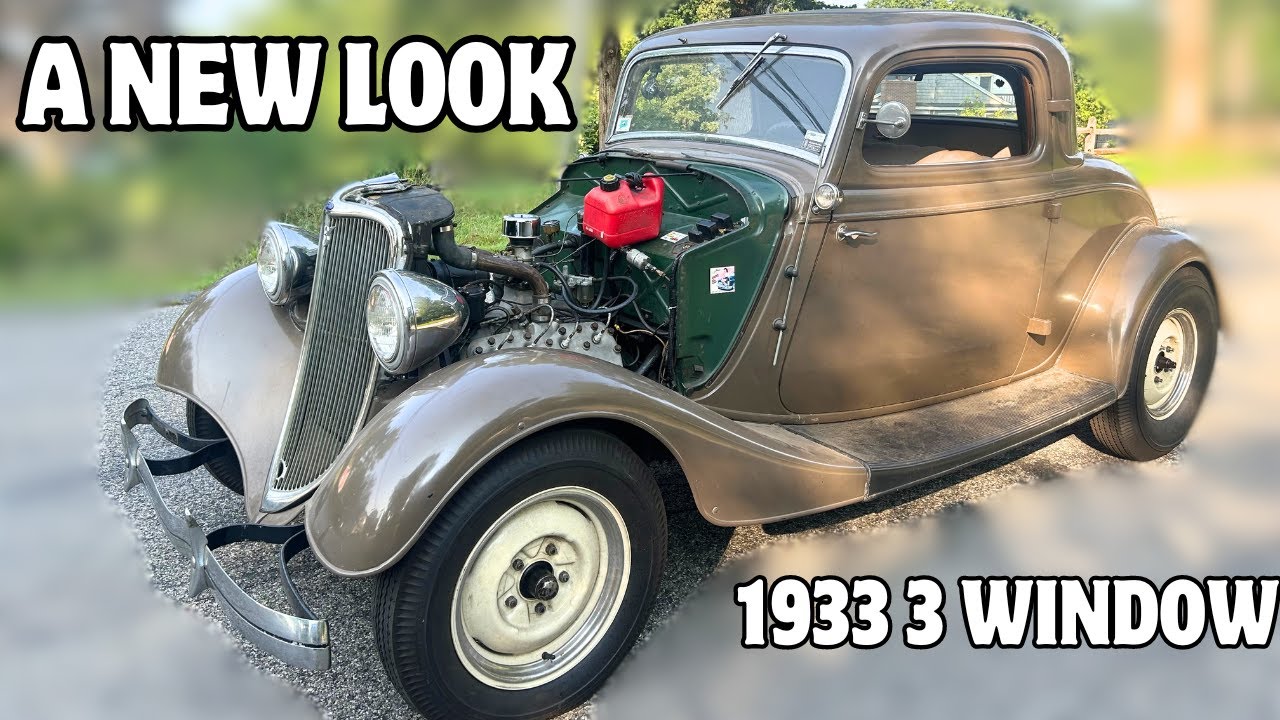 Test fitting 1940 wheels on the 33 3 Window Coupe