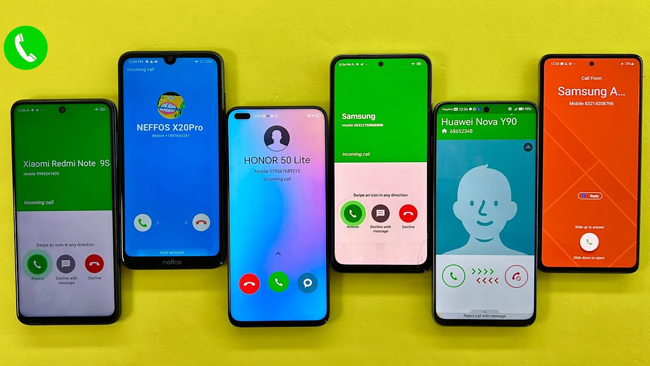 Incoming FAKE Calls Six phones | XIAOMI Redmi + NEFFOS + HONOR + Samsung + HUAWEI