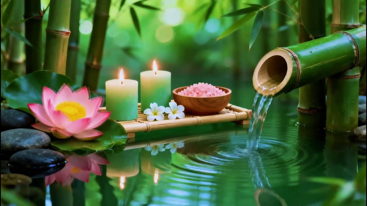Relaxing Sleep Music with Bamboo Water Sounds 🌿Deep Healing Music for Calm Mind,Spa Ambience & Yoga