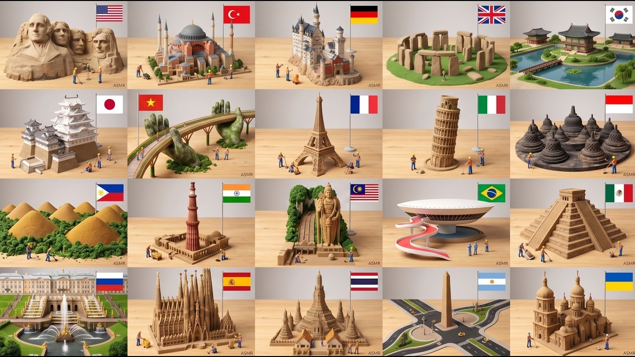 Kinetic Sand World Tour: ASMR Construction of 20 Global Landmarks