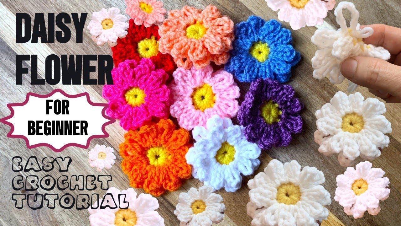 How to Crochet Daisy Flower, Gerbera Crochet Pattern, Easy Crochet Cornflower Tutorial for Beginners
