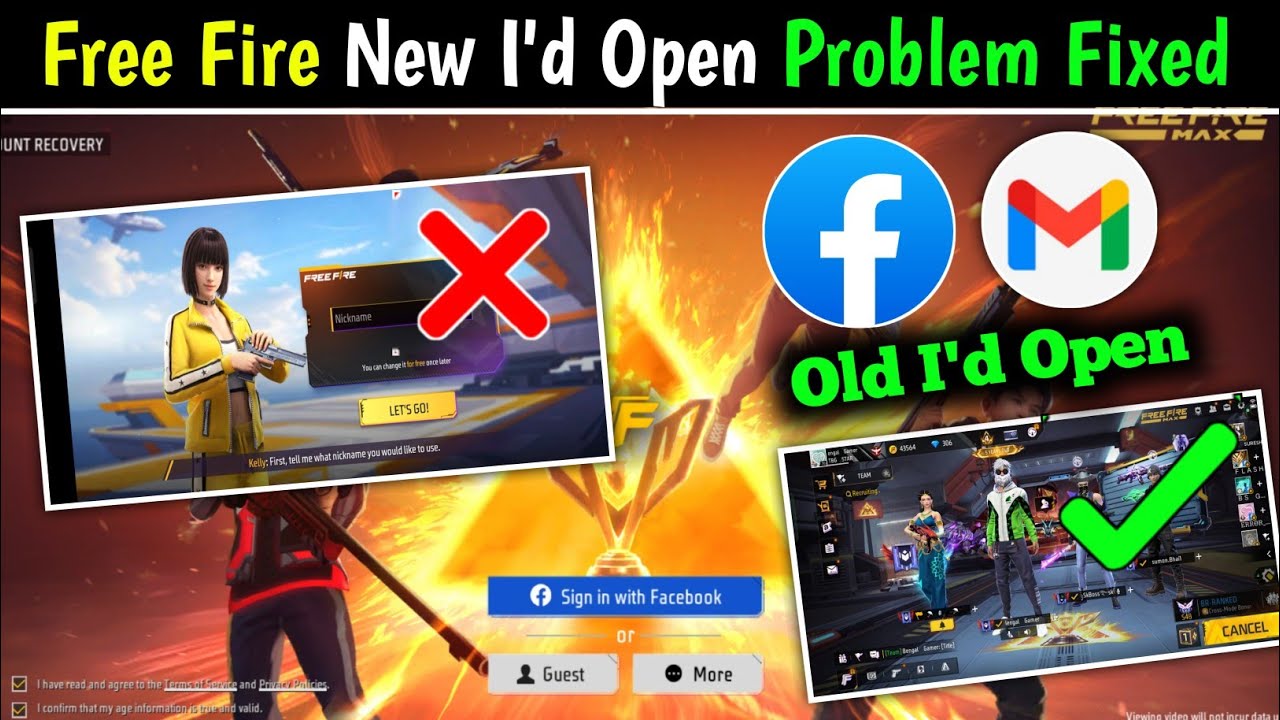 free fire login problem | free fire new I'd open problem  | free fire facebook old id login problem