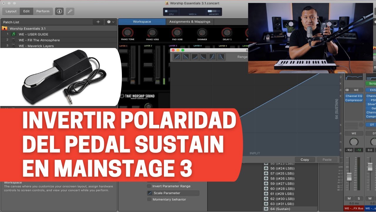 Cómo invertir la polaridad del pedal de sustain en MainStage