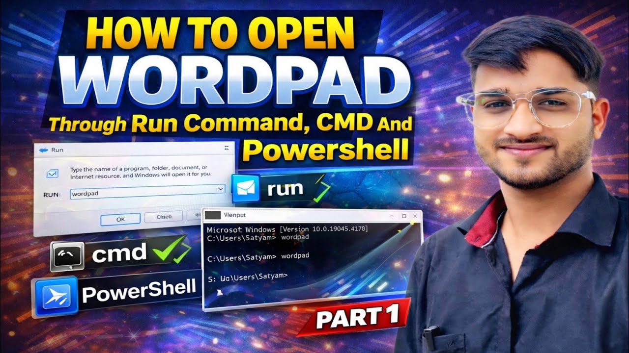 How to open Wordpad Through Run Command , Cmd And Powershell #wordpad#write#powershell#cmd#computer🥰