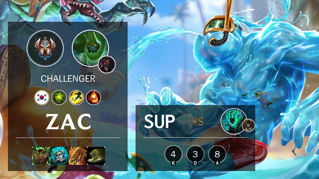 Zac Support vs Thresh - KR Challenger Patch 10.16